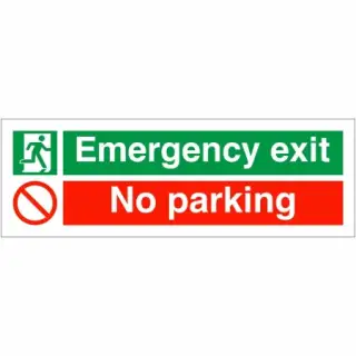 Self Adhesive Vinyl "Emergency Exit - No Parking" Sign