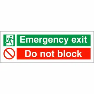Self Adhesive Vinyl "Emergency Exit - Do Not Block" Sign