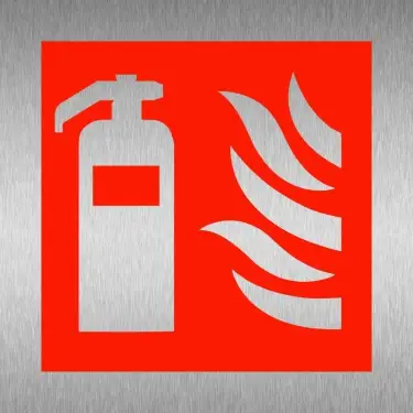 Click Here To Enlarge This Photo Of Brushed Aluminium (3mm) Fire Extinguisher Symbol Sign