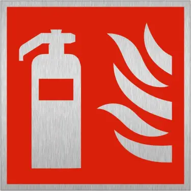 Click Here To Enlarge This Photo Of Brushed Aluminium (3mm) Fire Extinguisher Symbol Sign