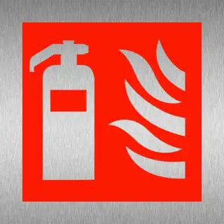 Brushed Aluminium (3mm) Fire Extinguisher Symbol Sign