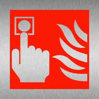 Brushed Aluminium (3mm) Fire Point Symbol Sign - 100mm x 100mm