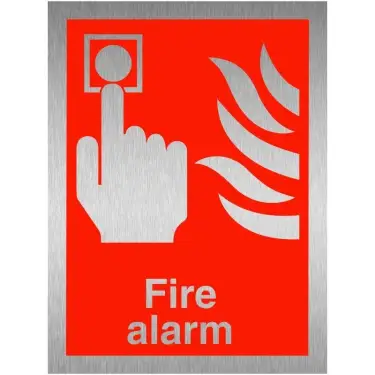 Click Here To Enlarge This Photo Of Brushed Aluminium (3mm) Fire Alarm Sign