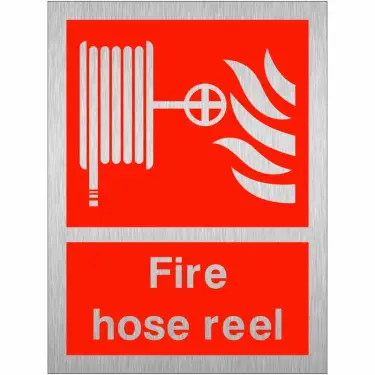 Click Here To Enlarge This Photo Of Brushed Aluminium (3mm) Fire Hose Reel Sign - 150mm x 200mm