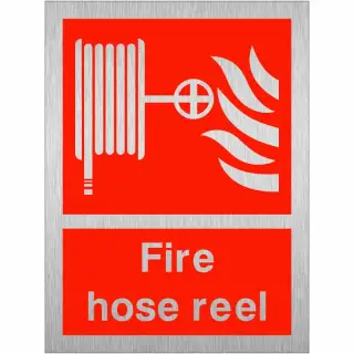 Brushed Aluminium (3mm) Fire Hose Reel Sign - 150mm x 200mm