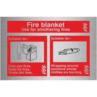 Brushed Aluminium (3mm) Fire Blanket Sign - 150mm x 100mm