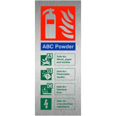 Click Here To Enlarge This Photo Of Brushed Aluminium (3mm) ABC Powder Sign (Vertical) - 75mm x 200mm