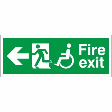 Click Here To Enlarge This Photo Of Self Adhesive Vinyl Refuge Fire Exit Left Sign - 400mm x 150mm
