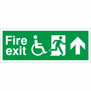 Rigid Plastic (1mm) Refuge Fire Exit Up Sign - 400mm x 150mm
