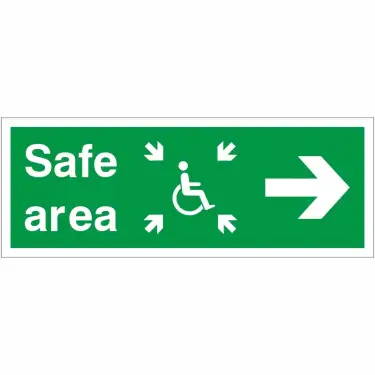 Click Here To Enlarge This Photo Of Self Adhesive Vinyl Safe Area Right Refuge Sign - 400mm x 150mm