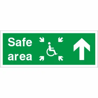 Rigid Plastic (1mm) Safe Area Up Refuge Sign - 400mm x 150mm