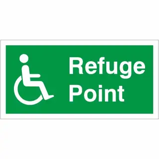 Self Adhesive Vinyl Refuge Point Sign - 300mm x 150mm