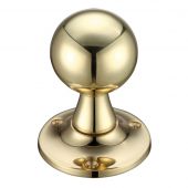 FB502 - Zoo Hardware Fulton & Bray Ball Mortice Knob Furniture (Unsprung) 60mm Rose dia. Polished Brass
