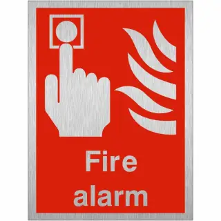 Brushed Aluminium (3mm) Fire Alarm Sign - 200mm x 300mm