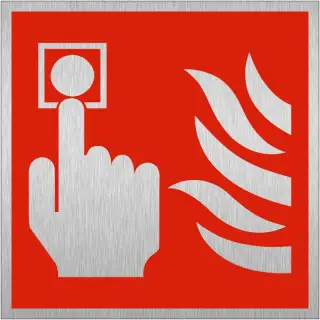Brushed Aluminium (3mm) Fire Alarm Sign (Square)