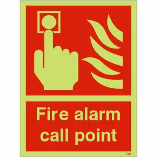 Photoluminescent (Glow in the Dark) Self Adhesive (Class C) Fire Alarm Call Point Sign - 150mm x 200mm