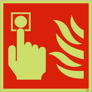 Photoluminescent (Glow in the Dark) Self Adhesive (Class C) Fire Alarm Symbol Sign