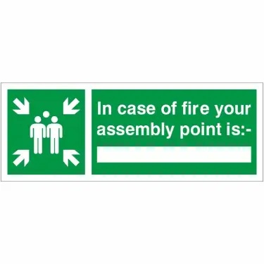 Click Here To Enlarge This Photo Of Self Adhesive Vinyl In Case Of Fire Your Assembly Point Is Sign