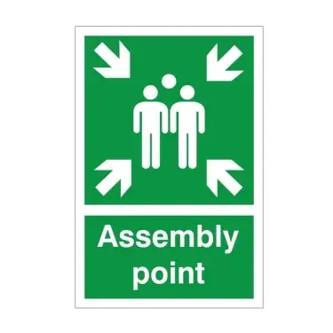 Click Here To Enlarge This Photo Of Self Adhesive Vinyl Assembly Point Sign - 200mm x 300mm