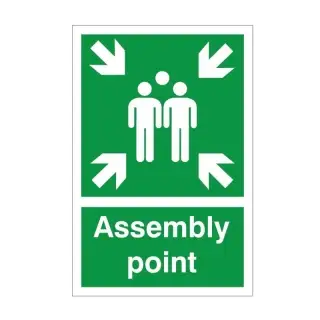 Self Adhesive Vinyl Assembly Point Sign - 200mm x 300mm