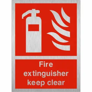 Brushed Aluminium (3mm) Fire Extinguisher Keep Clear Sign