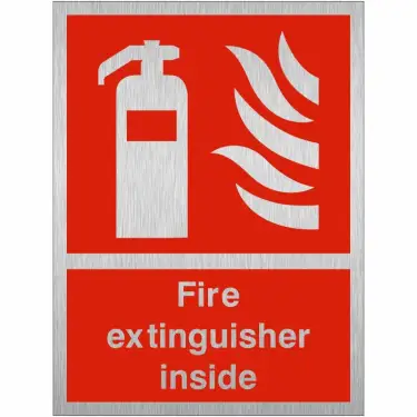 Click Here To Enlarge This Photo Of Brushed Aluminium (3mm) Fire Extinguisher Inside Sign