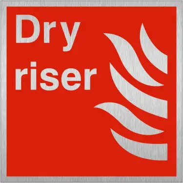 Click Here To Enlarge This Photo Of Brushed Aluminium (3mm) Dry Riser Sign - 200mm x 200mm