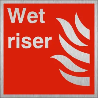 Brushed Aluminium (3mm) Wet Riser Sign - 200mm x 200mm