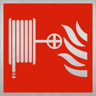 Brushed Aluminium (3mm) Fire Hose Reel Sign - 200mm x 200mm