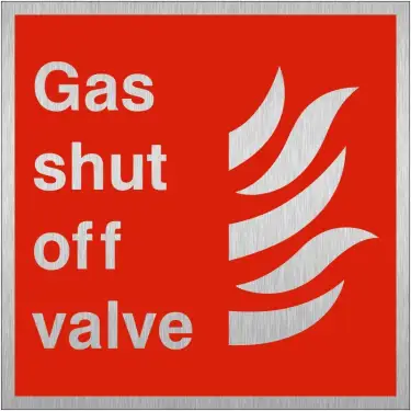 Click Here To Enlarge This Photo Of Brushed Aluminium (3mm) Gas Shut Off Valve Sign
