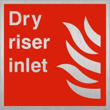Click Here To Enlarge This Photo Of Brushed Aluminium (3mm) Dry Riser Inlet Sign - 200mm x 200mm