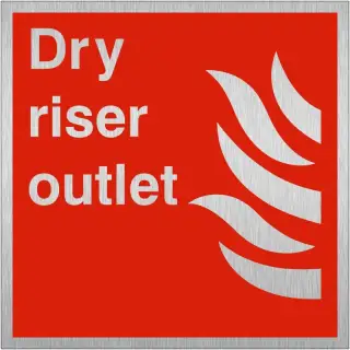 Brushed Aluminium (3mm) Dry Riser Outlet Sign - 200mm x 200mm