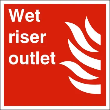 Click Here To Enlarge This Photo Of Rigid Plastic (1mm) Wet Riser Outlet Sign - 200mm x 200mm