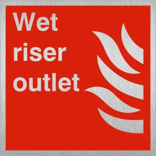 Brushed Aluminium (3mm) Wet Riser Outlet Sign - 200mm x 200mm