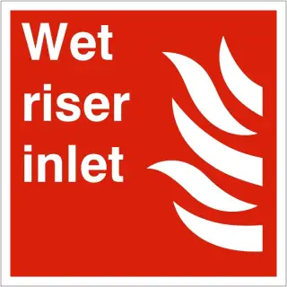 Rigid Plastic (1mm) Wet Riser Inlet Sign - 200mm x 200mm