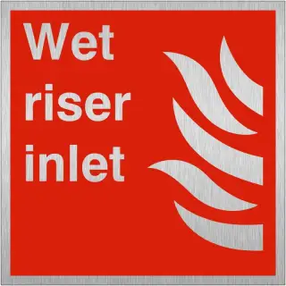 Brushed Aluminium (3mm) Wet Riser Inlet Sign - 200mm x 200mm