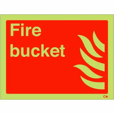 Click Here To Enlarge This Photo Of Photoluminescent (Glow in the Dark) Self Adhesive (Class C) Fire Bucket Sign - 200mm x 150mm
