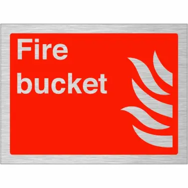 Click Here To Enlarge This Photo Of Brushed Aluminium (3mm) Fire Bucket Sign - 200mm x 150mm