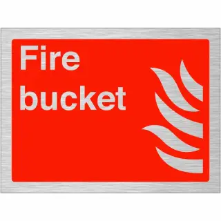 Brushed Aluminium (3mm) Fire Bucket Sign - 200mm x 150mm