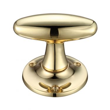 Click Here To Enlarge This Photo Of FB503 - Zoo Hardware Fulton & Bray Extended Oval Mortice Knob Furniture (Unsprung) 60mm Rose dia. Polished Brass