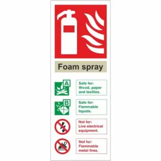 Self Adhesive Vinyl Foam Spray Fire Extinguisher ID Sign - 75mm x 200mm