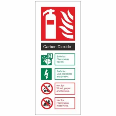 Click Here To Enlarge This Photo Of Self Adhesive Vinyl Carbon Dioxide Fire Extinguisher ID Sign - 75mm x 200mm