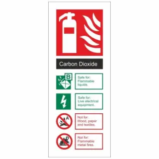 Self Adhesive Vinyl Carbon Dioxide Fire Extinguisher ID Sign - 75mm x 200mm