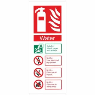 Self Adhesive Vinyl Water Fire Extinguisher ID Sign - 75mm x 200mm