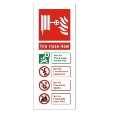Click Here To Enlarge This Photo Of Self Adhesive Vinyl Fire Hose Reel ID Sign - 75mm x 200mm