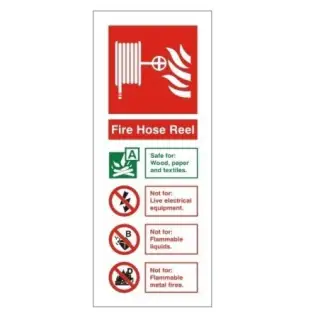 Self Adhesive Vinyl Fire Hose Reel ID Sign - 75mm x 200mm