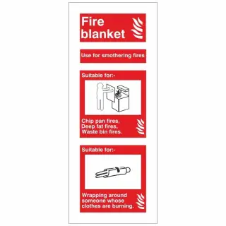 Self Adhesive Vinyl Fire Blanket Sign - 75mm x 200mm