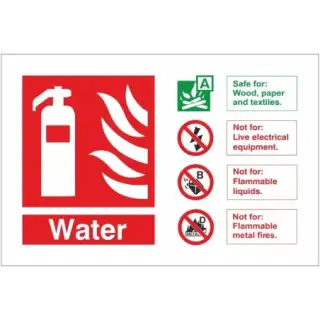 Self Adhesive Vinyl Water Fire Extinguisher ID Sign - 150mm x 100mm
