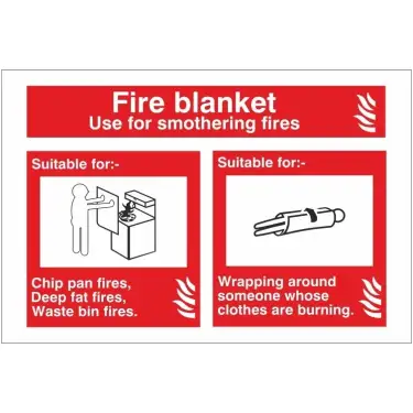 Click Here To Enlarge This Photo Of Self Adhesive Vinyl Fire Blanket Identification Sign - 150mm x 100mm