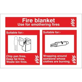 Self Adhesive Vinyl Fire Blanket Identification Sign - 150mm x 100mm